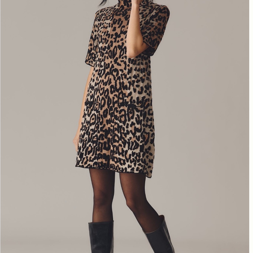 Anthropologie Annalise Mock-Neck Chenille Sweater Mini Dress by Maeve